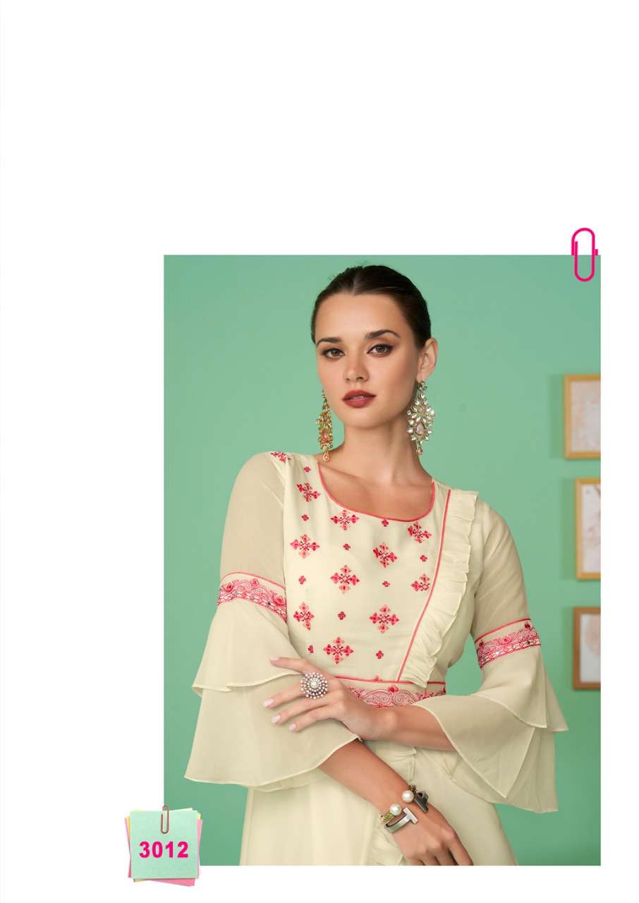 S3forever-Glamore Shine Vol 2 - Georgette-Embroidery-Long-Gown-Kurti-Heavy-Malai-Crape-Inner-3012-C1
